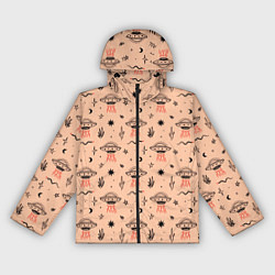 Ветровка с капюшоном женская НЛО пустынные змеи, цвет: 3D-черный