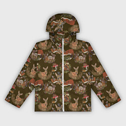 Ветровка с капюшоном женская Разные животные, цвет: 3D-белый