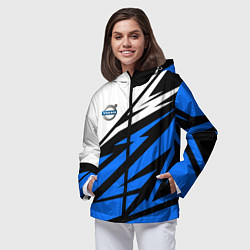 Ветровка с капюшоном женская Volvo - white and blue, цвет: 3D-черный — фото 2
