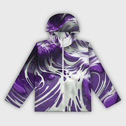 Ветровка с капюшоном женская Бело-фиолетовая краска, цвет: 3D-белый