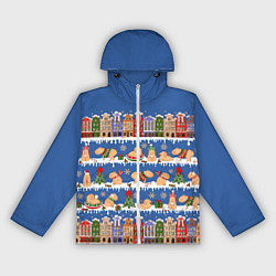 Ветровка с капюшоном женская Капибара зимой в городе, цвет: 3D-белый