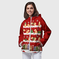 Ветровка с капюшоном женская Капибара на отдыхе в городе, цвет: 3D-белый — фото 2