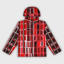 Ветровка с капюшоном женская Красные прямоугольники, цвет: 3D-черный