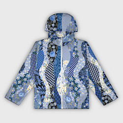 Ветровка с капюшоном женская Лоскутные волны, цвет: 3D-белый