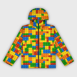 Ветровка с капюшоном женская Лего - разноцветная стена, цвет: 3D-черный