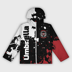 Ветровка с капюшоном женская Umbrella Security на спортивном красно бело чёрном, цвет: 3D-белый