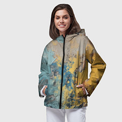 Ветровка с капюшоном женская Гранжевая стена с краской, цвет: 3D-черный — фото 2