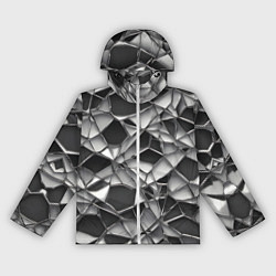 Ветровка с капюшоном женская Чёрно-белая сетка, цвет: 3D-белый