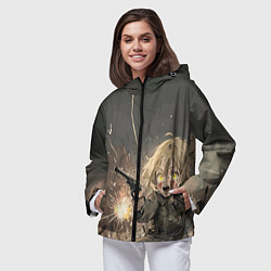 Ветровка с капюшоном женская Девушка с пистолетом, цвет: 3D-черный — фото 2
