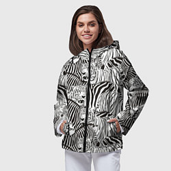 Ветровка с капюшоном женская Зебры и тигры, цвет: 3D-черный — фото 2