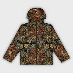 Ветровка с капюшоном женская Золотые узоры пейсли, цвет: 3D-черный