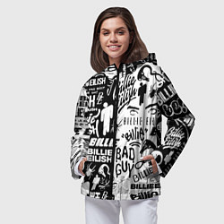 Ветровка с капюшоном женская Billie Eilish чернобелые битва лого, цвет: 3D-черный — фото 2