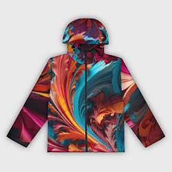 Ветровка с капюшоном женская Красивый яркий узорчик, цвет: 3D-черный