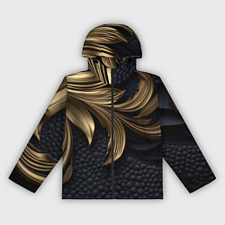 Ветровка с капюшоном женская Золотые узоры в виде листьев, цвет: 3D-черный