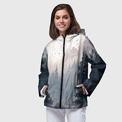 Ветровка с капюшоном женская Anime forest, цвет: 3D-черный — фото 2