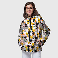 Ветровка с капюшоном женская Colorful kittens, цвет: 3D-черный — фото 2