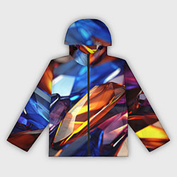 Ветровка с капюшоном женская Прозрачные блестящие камни, цвет: 3D-черный