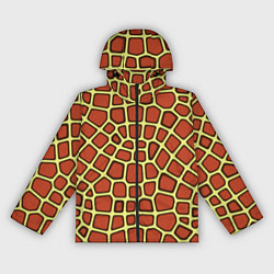 Ветровка с капюшоном женская Паттерн красных плит на жёлтом, цвет: 3D-черный