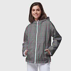 Ветровка с капюшоном женская Разноцветные квадратики, цвет: 3D-белый — фото 2