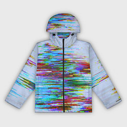 Ветровка с капюшоном женская Синий и красный глитч, цвет: 3D-черный