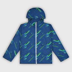 Ветровка с капюшоном женская Синие и чёрные линии, цвет: 3D-белый