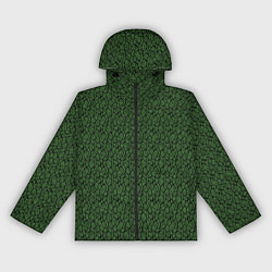 Ветровка с капюшоном женская Тёмно-зелёный паттерн, цвет: 3D-черный