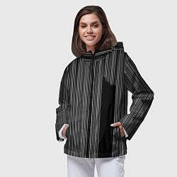 Ветровка с капюшоном женская Visual zebra stripes, цвет: 3D-черный — фото 2