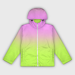 Ветровка с капюшоном женская Розовый и ярко-зеленый градиент, цвет: 3D-белый