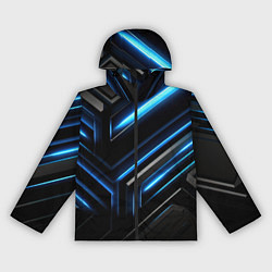 Ветровка с капюшоном женская Черный абстрактный фон и синие неоновые вставки, цвет: 3D-черный