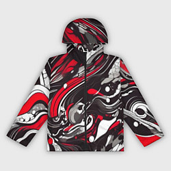 Ветровка с капюшоном женская Красно-белые волны, цвет: 3D-черный