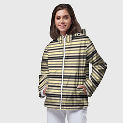 Ветровка с капюшоном женская Полосатый жёлто-серый, цвет: 3D-белый — фото 2