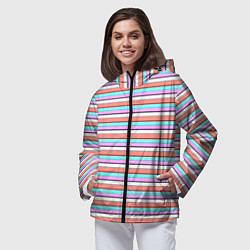 Ветровка с капюшоном женская Полосатый оранжевый, цвет: 3D-черный — фото 2