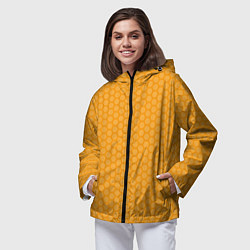 Ветровка с капюшоном женская Медовые соты векторные, цвет: 3D-черный — фото 2