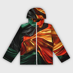 Ветровка с капюшоном женская Оранжевая и зеленый абстракция, цвет: 3D-белый