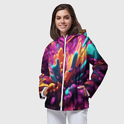 Ветровка с капюшоном женская Яркий всплеск, цвет: 3D-белый — фото 2