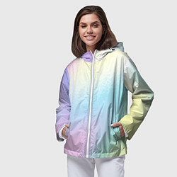 Ветровка с капюшоном женская Светлая голография, цвет: 3D-белый — фото 2