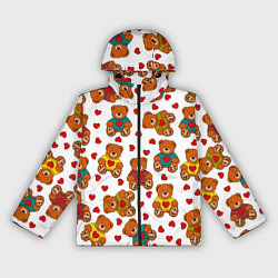 Ветровка с капюшоном женская Мишки игрушки в свитерах и сердечки, цвет: 3D-черный