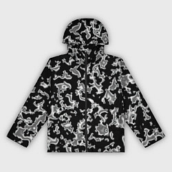 Ветровка с капюшоном женская Капли жидкого металла - камуфляж на чёрном, цвет: 3D-черный