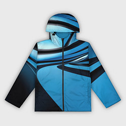 Ветровка с капюшоном женская Черная и синяя абстракция в виде волн, цвет: 3D-черный
