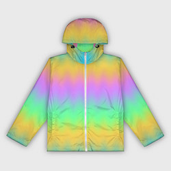 Ветровка с капюшоном женская Мягкие неоновые зигзаги, цвет: 3D-белый