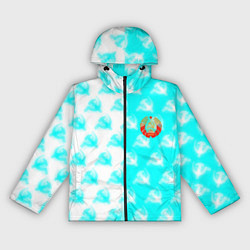 Ветровка с капюшоном женская СССР текстура паттерн, цвет: 3D-черный