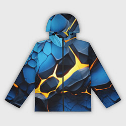 Ветровка с капюшоном женская Желтая лава на синих плитах, цвет: 3D-черный
