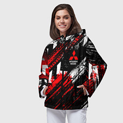Ветровка с капюшоном женская Mitsubishi - sport style, цвет: 3D-черный — фото 2