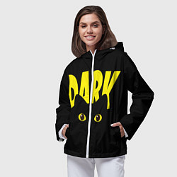 Ветровка с капюшоном женская Dark cat eyes - черный кот, цвет: 3D-белый — фото 2