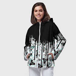 Ветровка с капюшоном женская Destiny pattern game abstraction, цвет: 3D-белый — фото 2