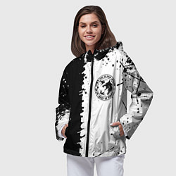 Ветровка с капюшоном женская The witcher краски текстура, цвет: 3D-черный — фото 2