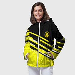 Ветровка с капюшоном женская Borussia текстура спорт, цвет: 3D-белый — фото 2