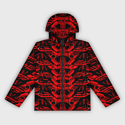 Ветровка с капюшоном женская Красная техно-броня на чёрном фоне, цвет: 3D-черный