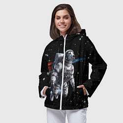 Ветровка с капюшоном женская The dalmatian brave cosmonaut - ai art, цвет: 3D-белый — фото 2