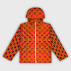 Ветровка с капюшоном женская Фиолетовые квадраты на чёрном фоне, цвет: 3D-белый